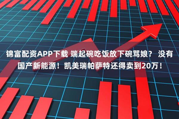 锦富配资APP下载 端起碗吃饭放下碗骂娘？ 没有国产新能源！凯美瑞帕萨特还得卖到20万！